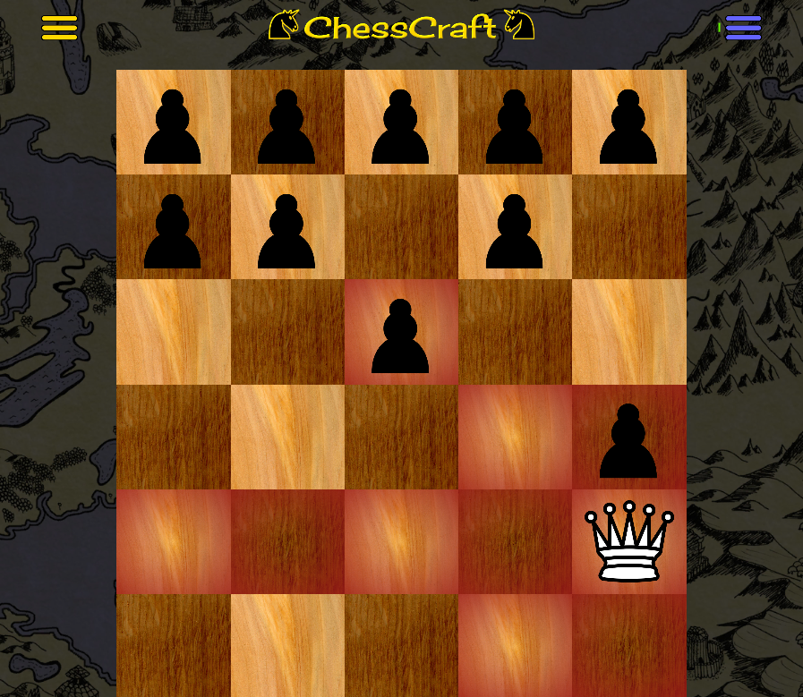 example of a learning chess game with a queen versus a few pawns